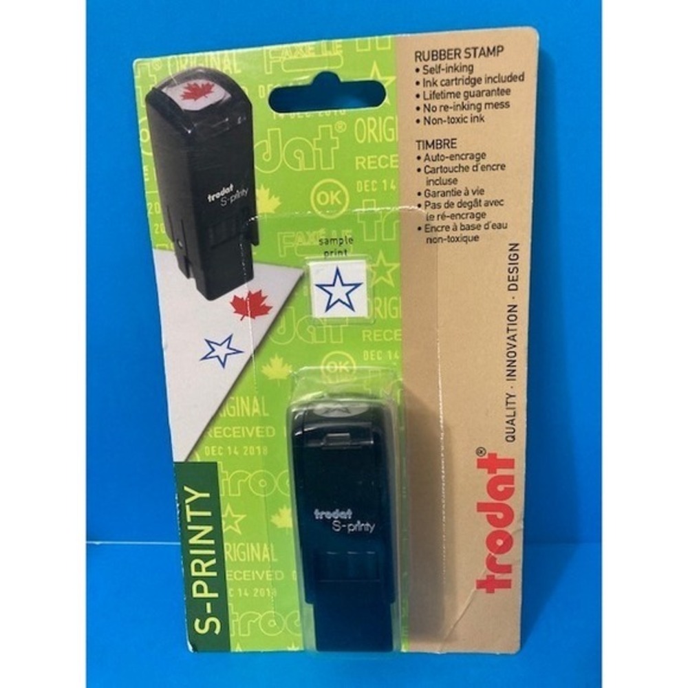 Trodat S-Printy Self-Inking Rubber Stamp Blue Star New Sealed in Packaging